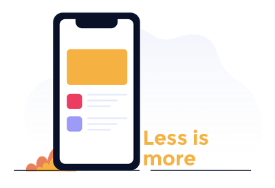 Illustration d'un smartphone avec la citation : Less is more