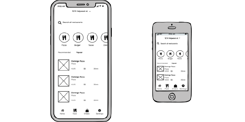 Exemples de wireframes du site Balsamiq