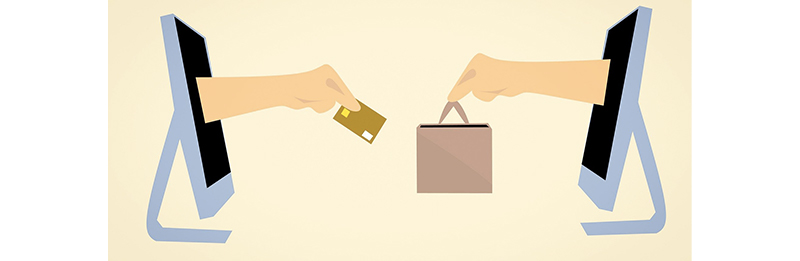 Illustration of an exchange between a purchase and money