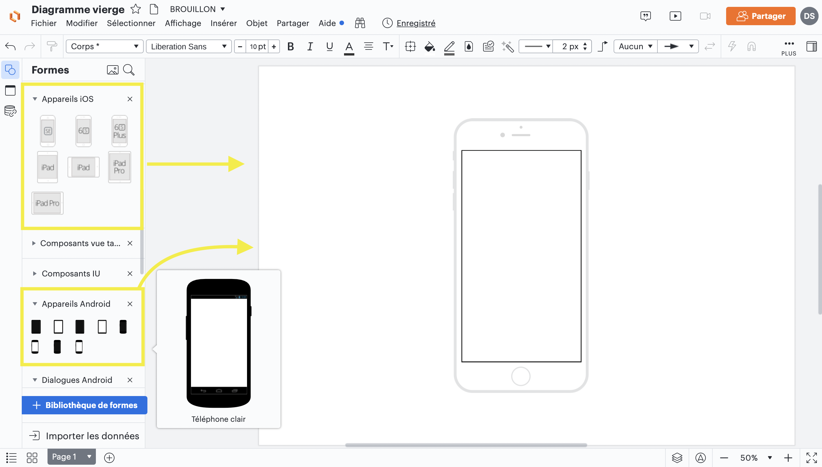 3ème étape pour créer un wireframe pour une application mobile