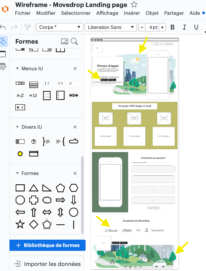 Suite de la 6ème étape pour créer un wireframe pour un site web