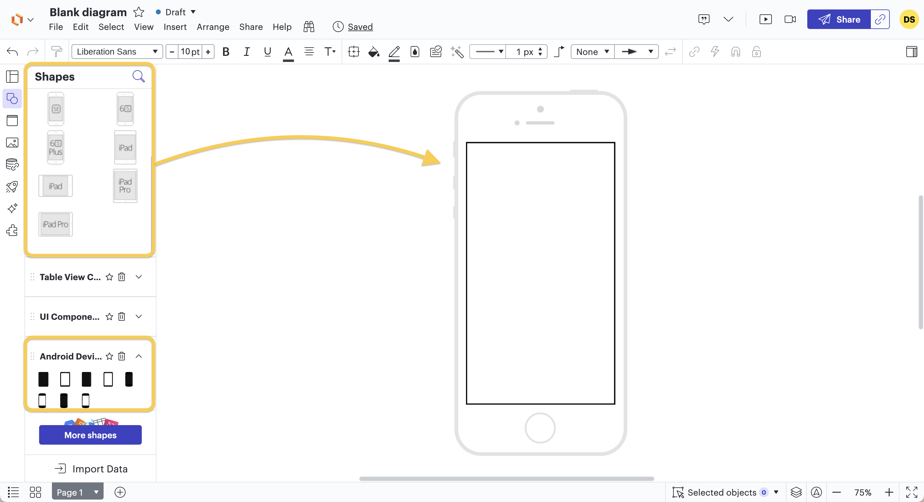 3e stap voor het maken van een wireframe voor een mobiele applicatie