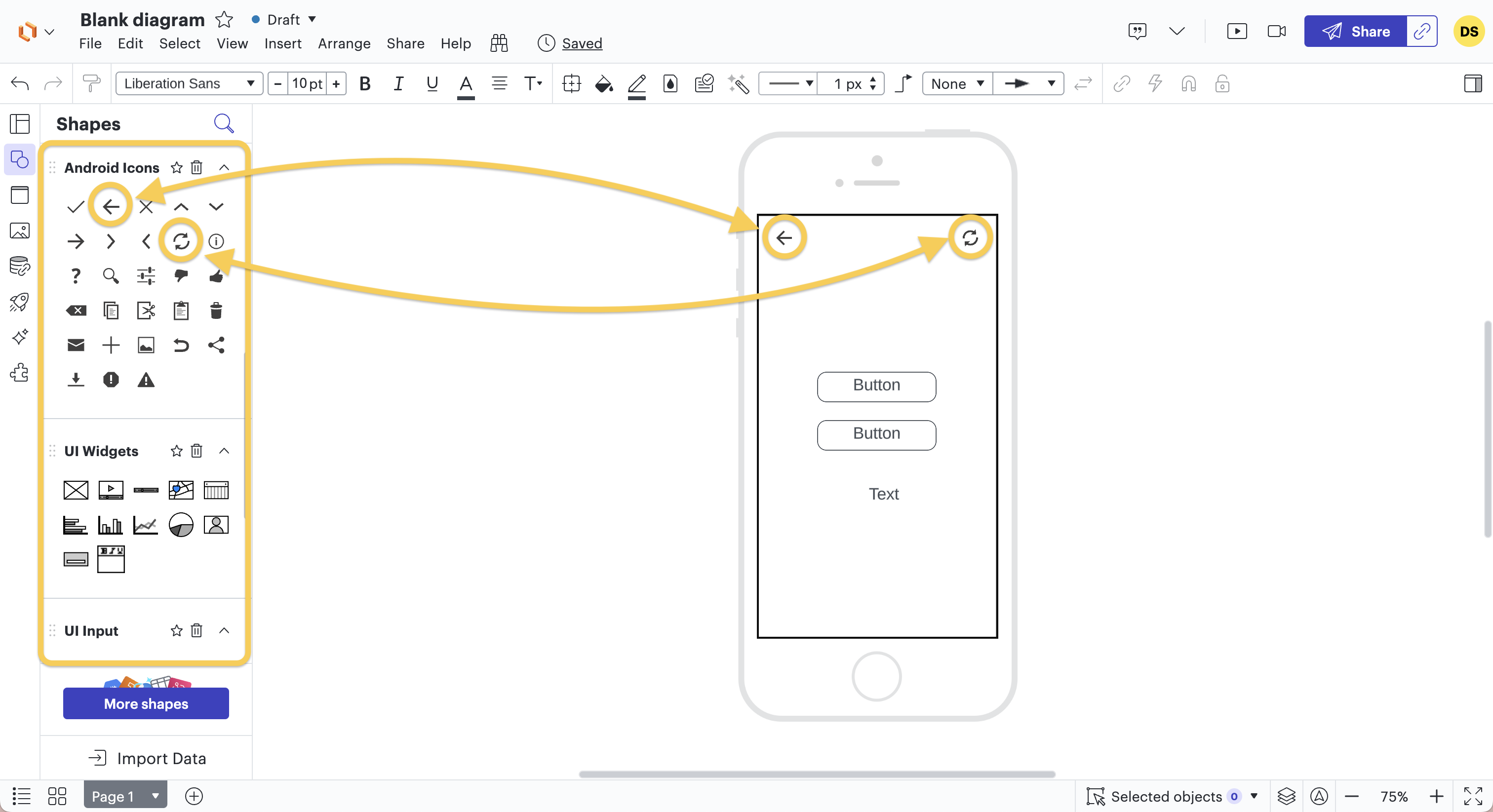 4e stap voor het maken van een wireframe voor een mobiele applicatie