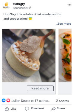 Facebook ad for the Hom'Gry mobile application